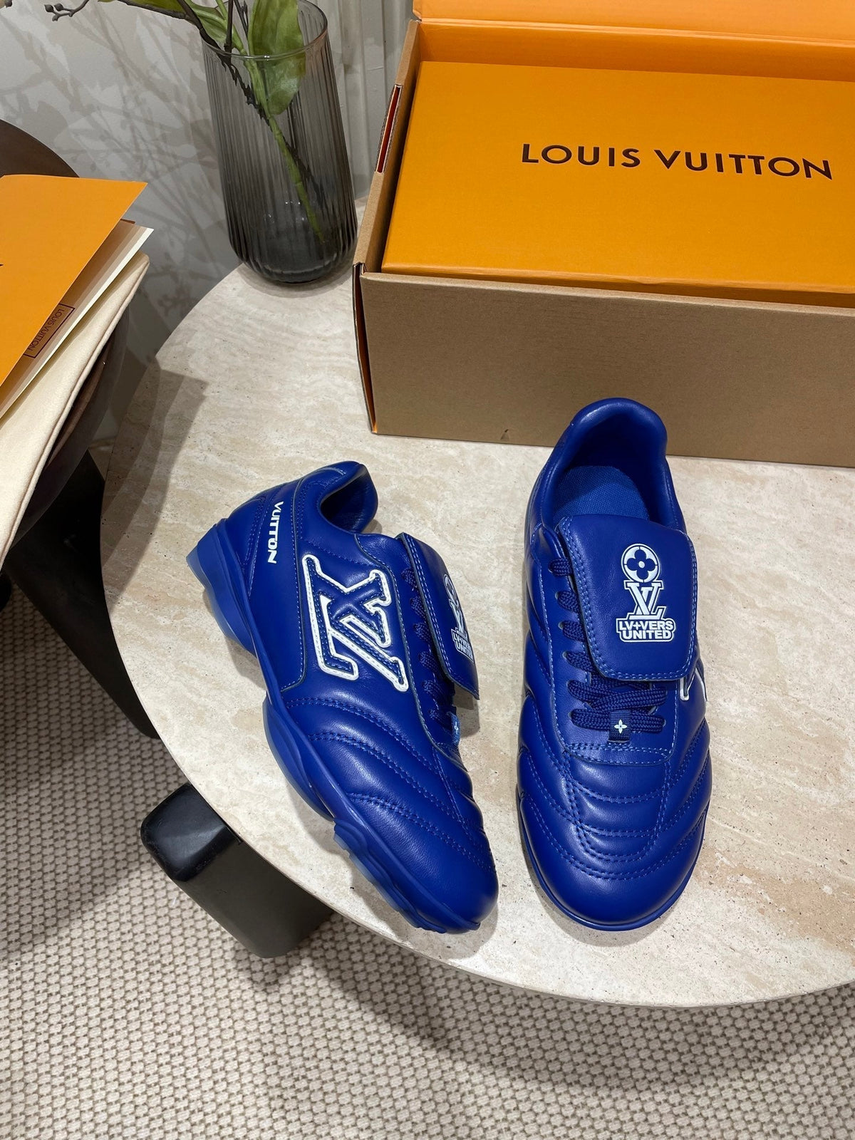 FOOTPRINT SOCCER SNEAKER IN COBALT BLUE CALFSKIN