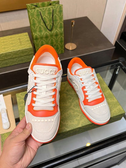 GG MAC80 TRAINER CREAMY WHITE AND ORANGE CALFSKIN