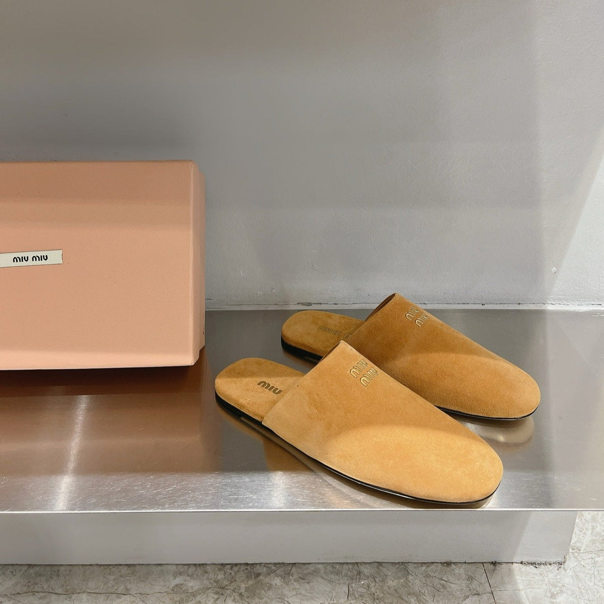 Mules Slippers Copper Color Lambskin