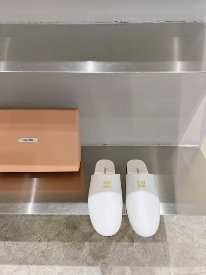 Mules Slippers White Lambskin