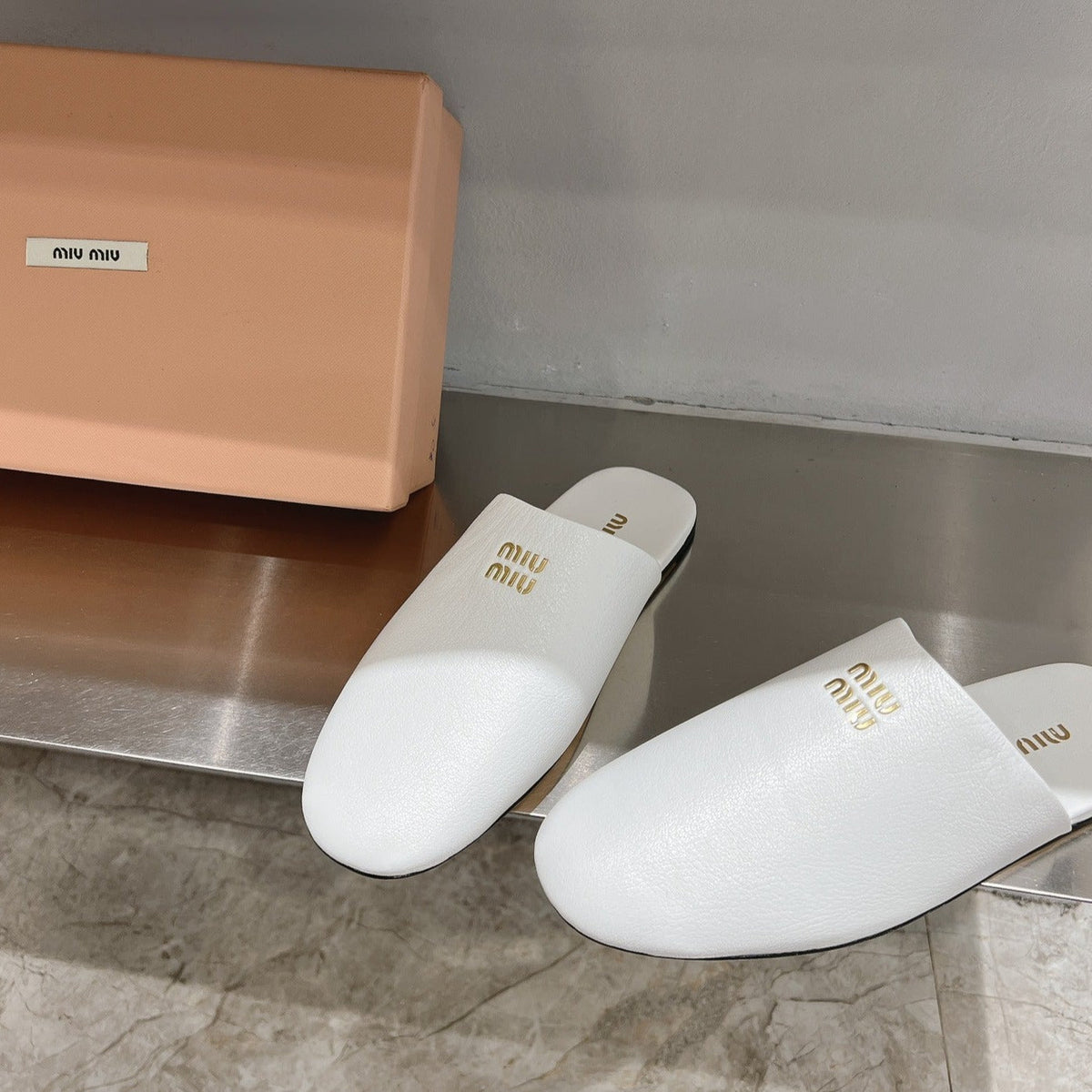 Mules Slippers White Lambskin
