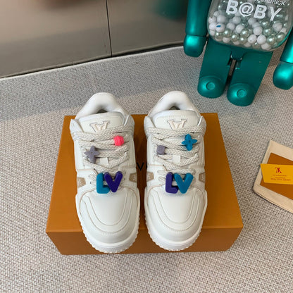 LV TRAINER MAXI SNEAKER IN WHITE CALFSKIN
