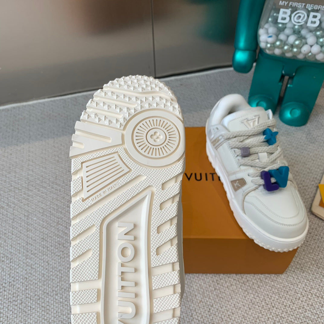 LV TRAINER MAXI SNEAKER IN WHITE CALFSKIN
