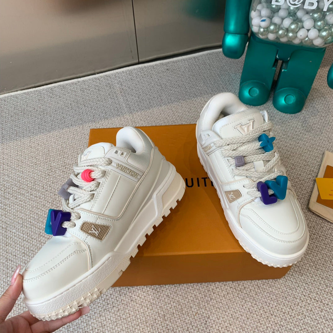 LV TRAINER MAXI SNEAKER IN WHITE CALFSKIN