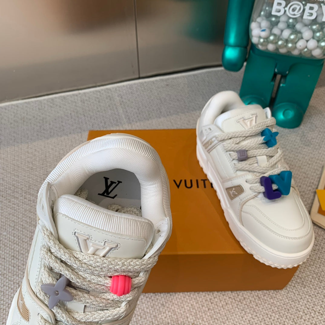 LV TRAINER MAXI SNEAKER IN WHITE CALFSKIN