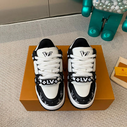 LV TRAINER MAXI SNEAKER IN WHITE MIX BLACK CALFSKIN