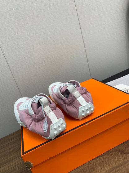 SKATEBOARD SHOES LIGHT GRAY MIX DARK PINK CALFSKIN