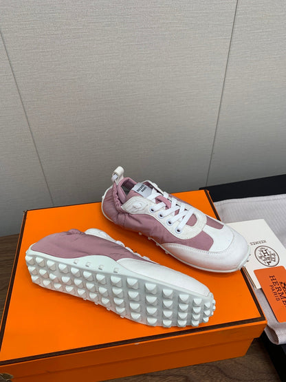 SKATEBOARD SHOES LIGHT GRAY MIX DARK PINK CALFSKIN