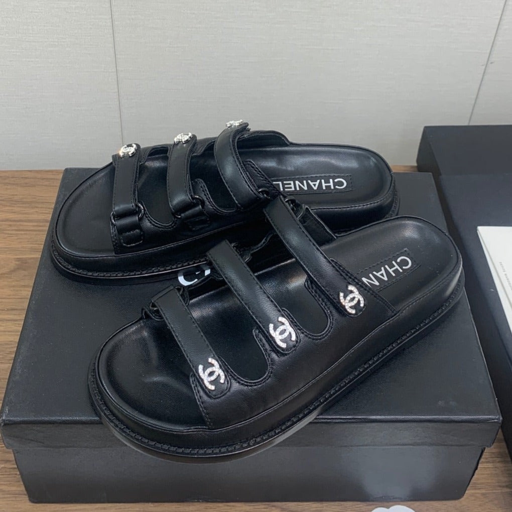 DAD SANDAL IN BLACK LAMBSKIN MULE