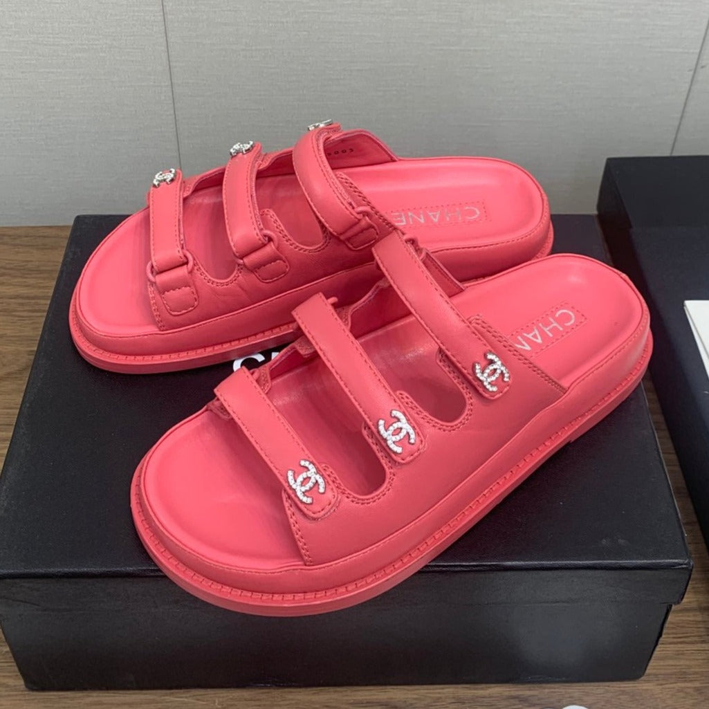 DAD SANDAL IN RED PINK LAMBSKIN MULE