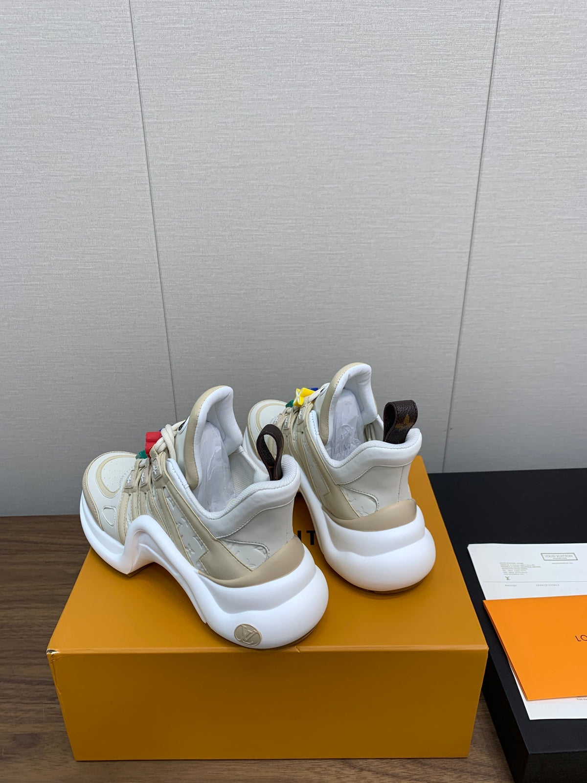 LV ARCHLIGHT SNEAKER BEIGE MIX CAMEL BROWN CALFSKIN