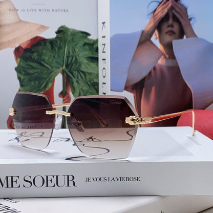 PANTHÈRE RIMLESS GEOMETRIC FRAME SUNGLASSES 562061 IN METAL