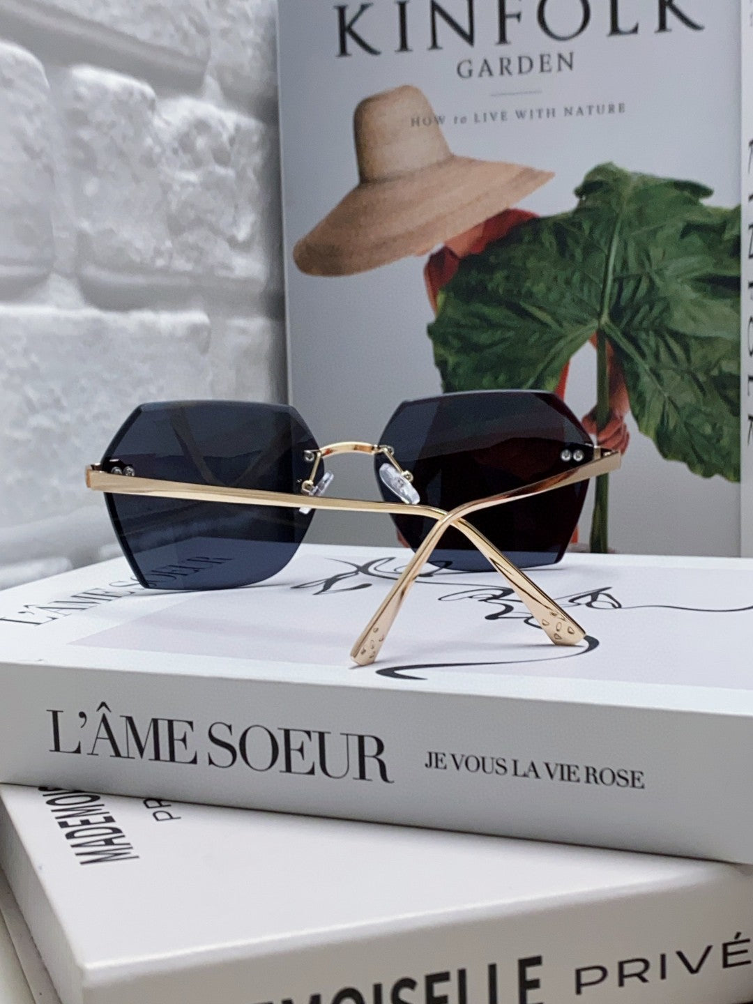 PANTHÈRE RIMLESS GEOMETRIC FRAME SUNGLASSES 562061 IN METAL