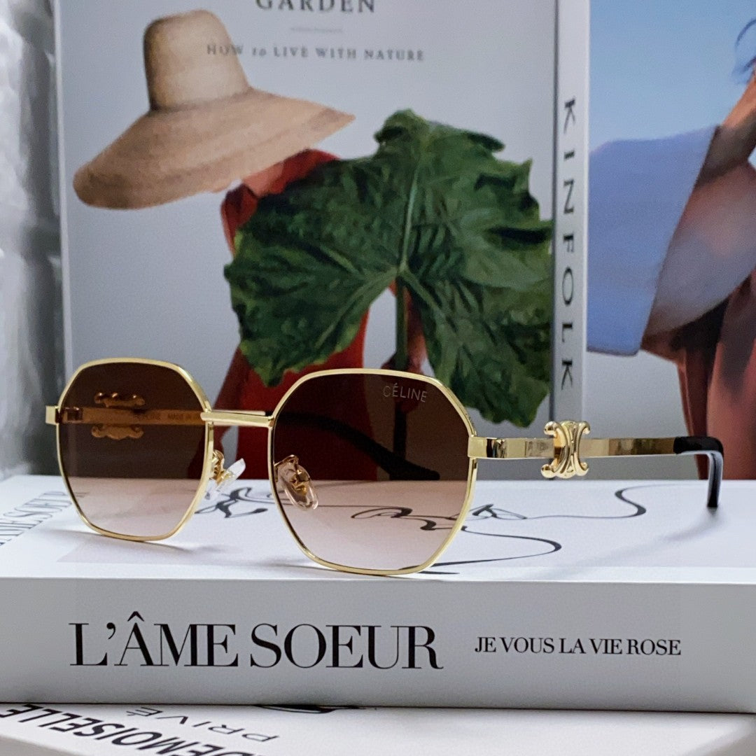 TRIOMPHE SUNGLASS 497822 IN GOLD METAL BROWN SMOKE LENSES