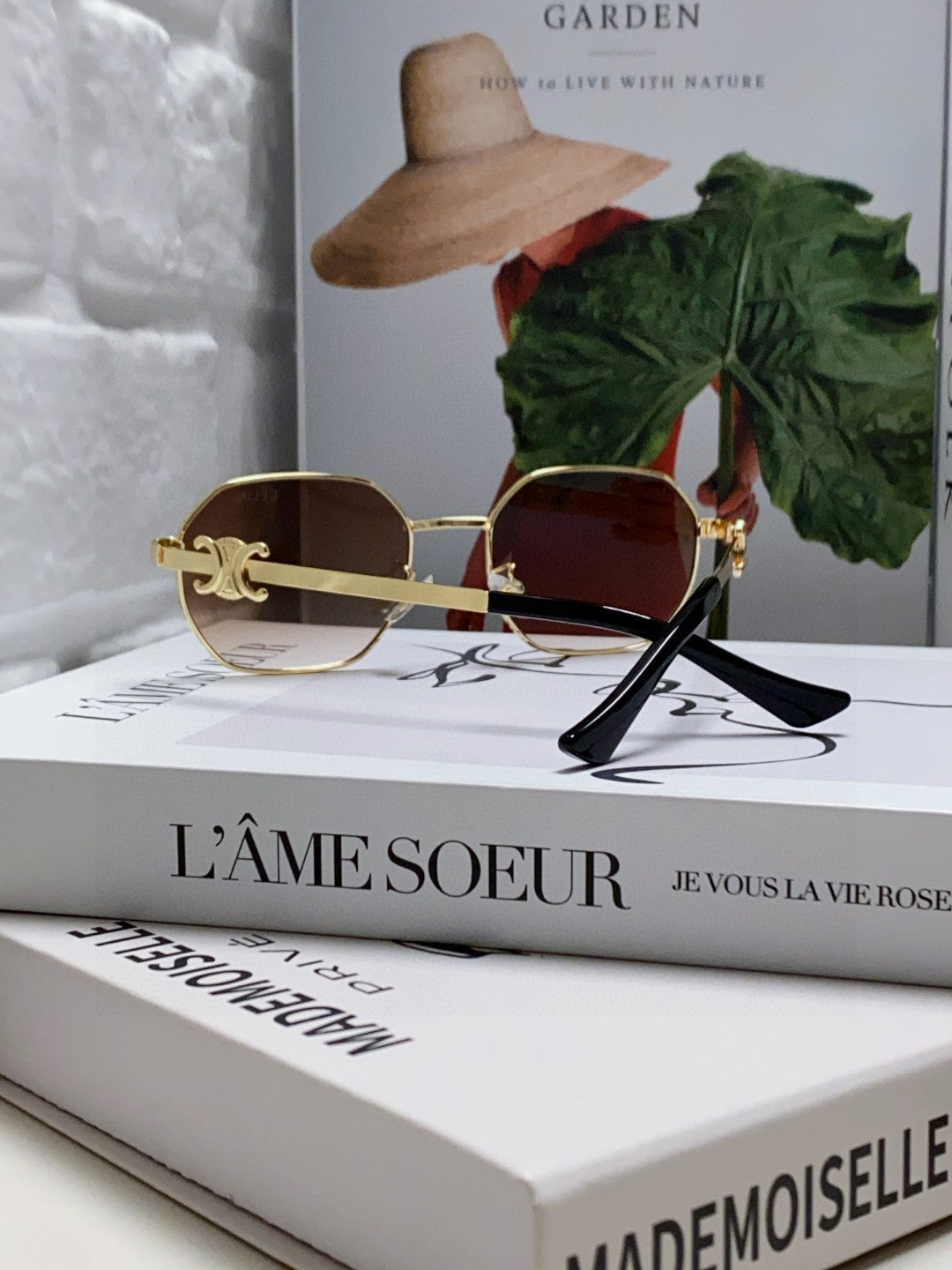 TRIOMPHE SUNGLASS 497822 IN GOLD METAL BROWN SMOKE LENSES