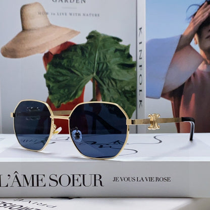 TRIOMPHE SUNGLASS 497823 IN GOLD METAL BLACK LENSES