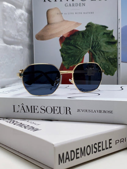 TRIOMPHE SUNGLASS 497823 IN GOLD METAL BLACK LENSES