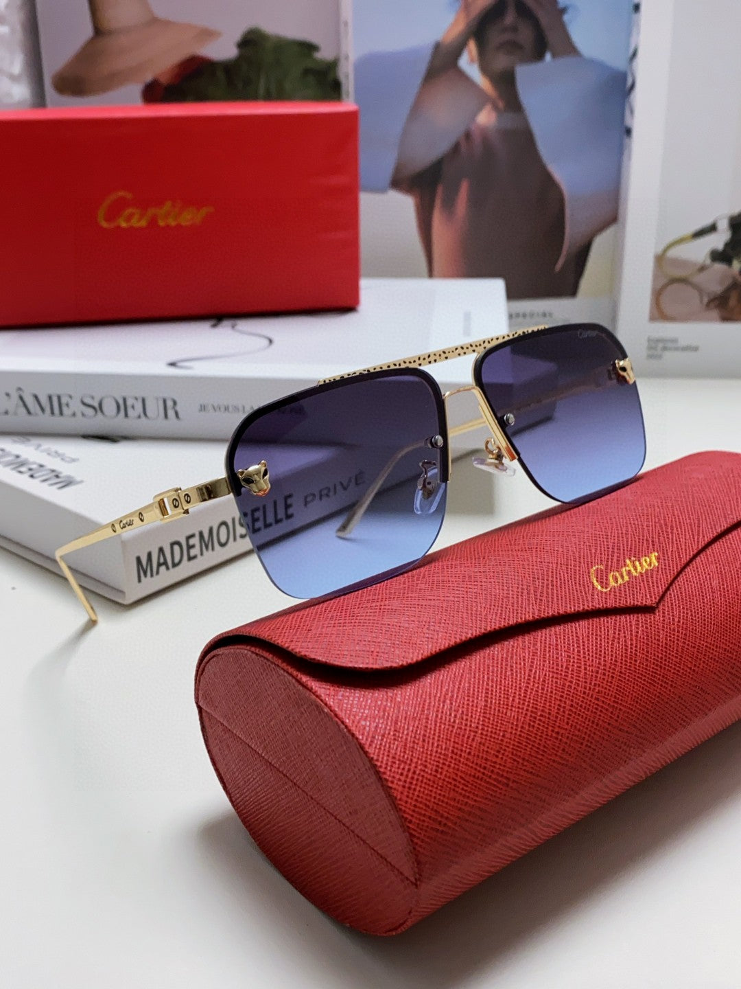 PANTHÈRE SQUARE FRAME SUNGLASSES 543534 IN METAL