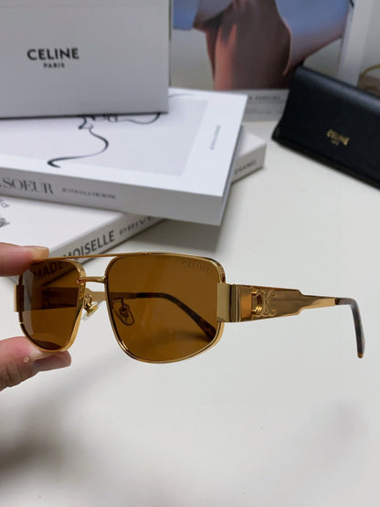 TRIOMPHE SUNGLASS 512998 IN GOLD METAL BROWN LENSES