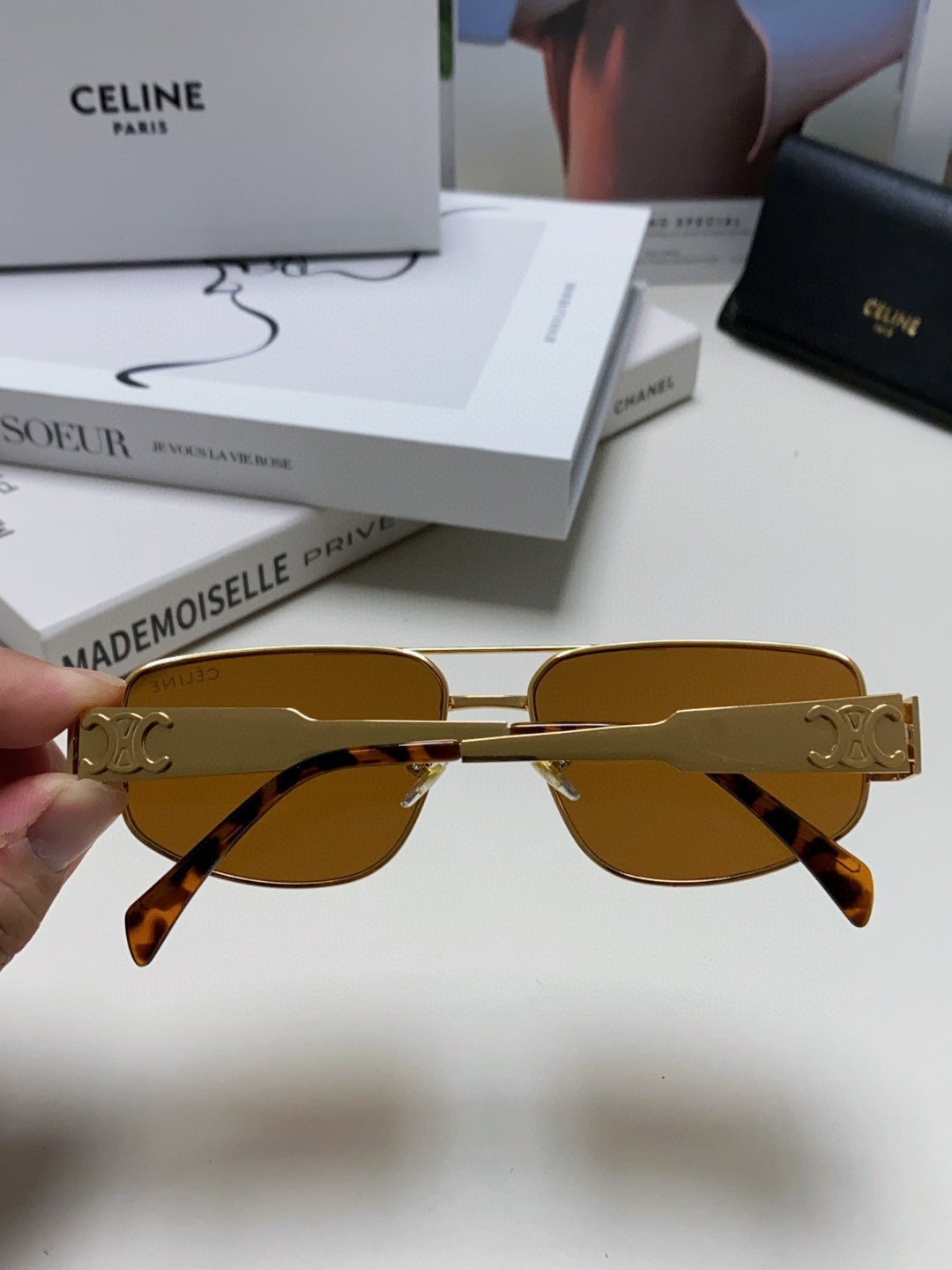 TRIOMPHE SUNGLASS 512998 IN GOLD METAL BROWN LENSES
