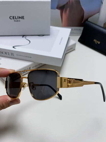 TRIOMPHE SUNGLASS 513000 IN GOLD METAL BLACK LENSES