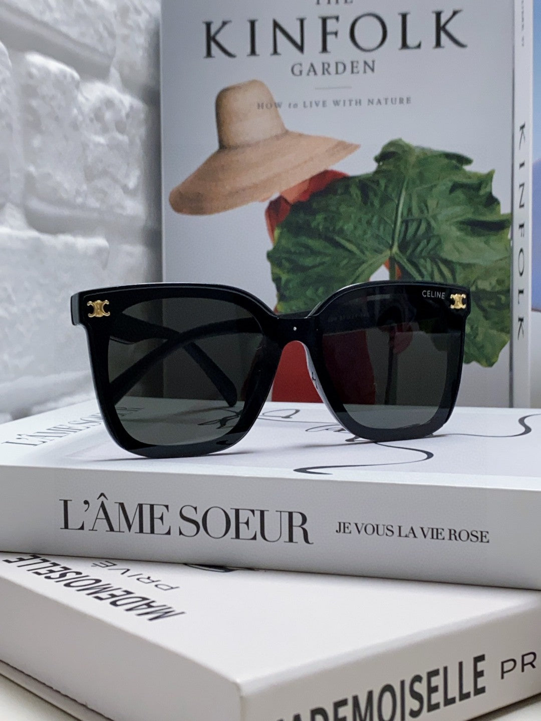 TRIOMPHE SUNGLASSES 552776 IN BLACK ACETATE TEXT LOGO