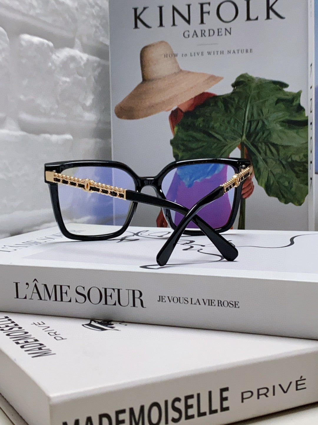 SQUARE SUNGLASSES 632882 IN BLACK ACETATE CLEAR LENSES
