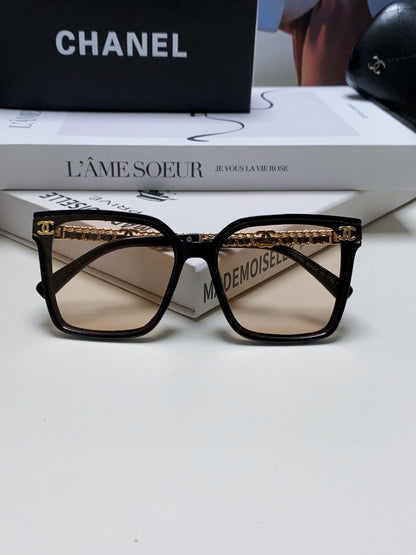 SQUARE SUNGLASSES 632883 IN BLACK ACETATE LIGHT BROWN LENSES
