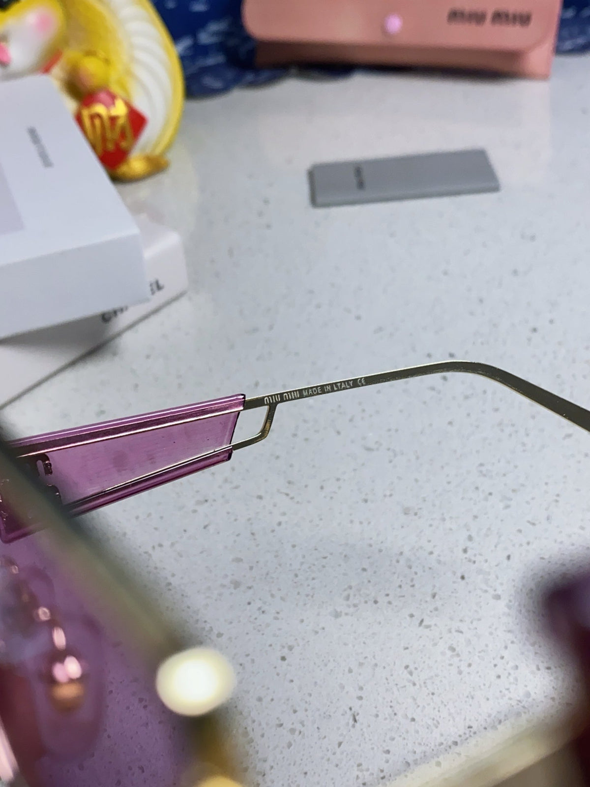 LOGO SUNGLASSES 560863 IN PURPLE CLEAR ACETATE GOLD METAL