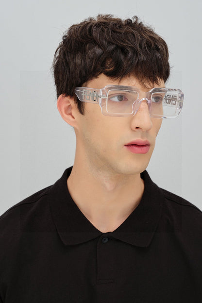 EMBOSSED LOGO DIAGONAL RECTANGULAR SUNGLASSES 563312 IN ACETATE