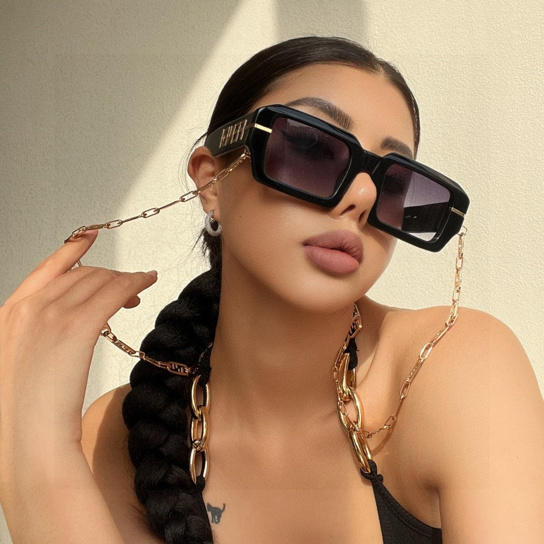 EMBOSSED LOGO DIAGONAL RECTANGULAR SUNGLASSES 563312 IN ACETATE
