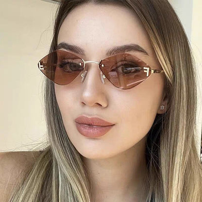 SKY RIMLESS TRIANGLE FRAME SUNGLASSES 566724 IN METAL