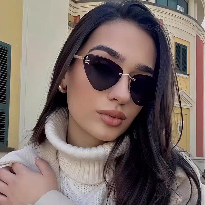 SKY RIMLESS TRIANGLE FRAME SUNGLASSES 566724 IN METAL