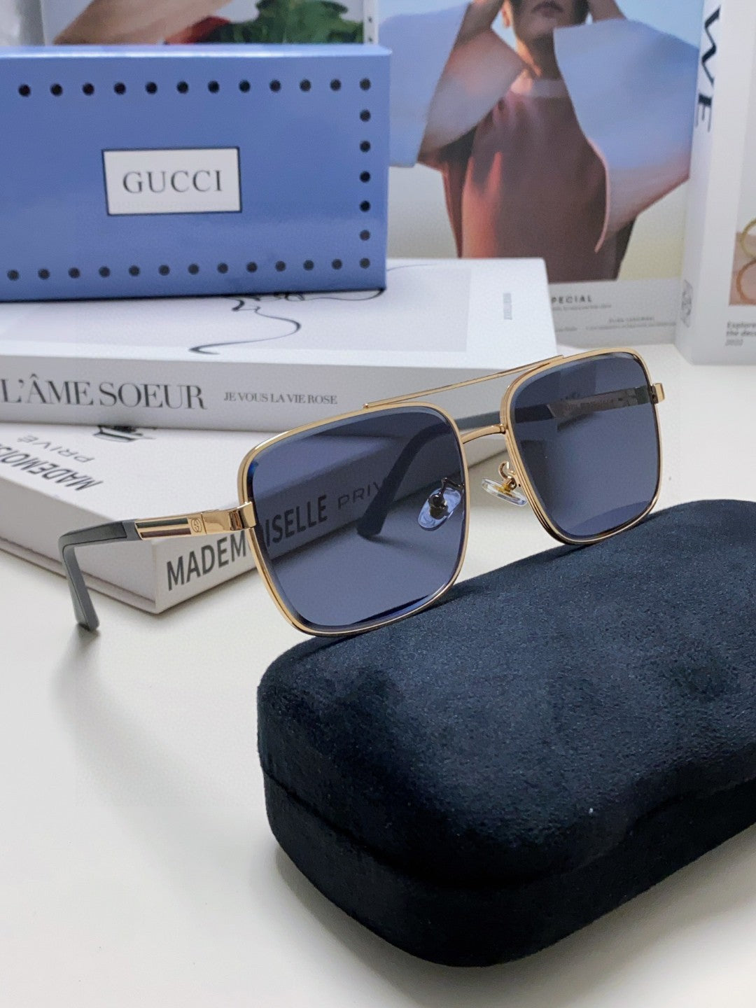 SQUARE FRAME SUNGLASSES 570213 IN METAL