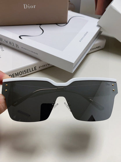 OBLIQUE SUNGLASS 571600 IN WHITE METAL BLACK MIRROR LENSES
