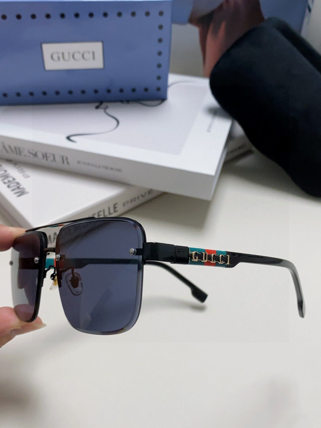 RECTANGULAR FRAME SUNGLASSES 576873 IN METAL
