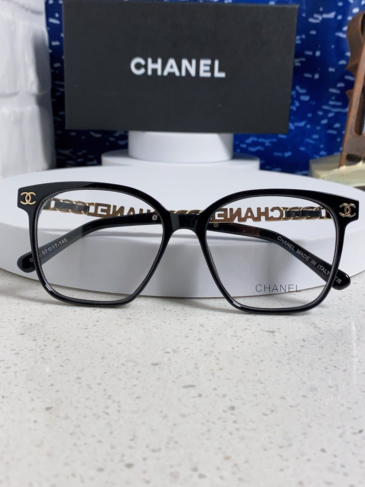 SQUARE SUNGLASSES 632030 IN BLACK ACETATE CLEAR LENSES