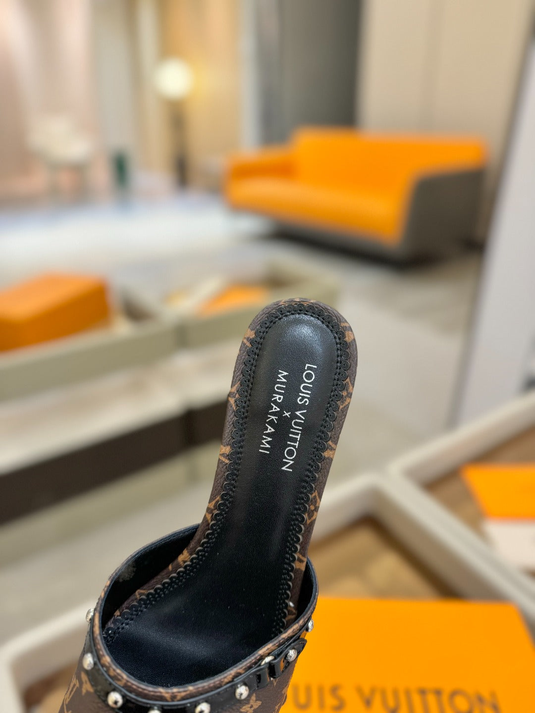 LV X TM 6AM HIGH 4 CM MULE IN CHOCOLATE BROWN MONOGRAM CALFSKIN