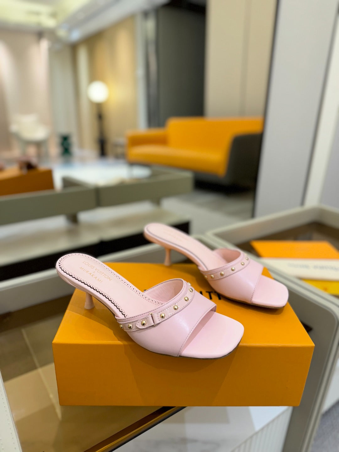 LV X TM 6AM HIGH 4 CM MULE IN LIGHT PINK CALFSKIN