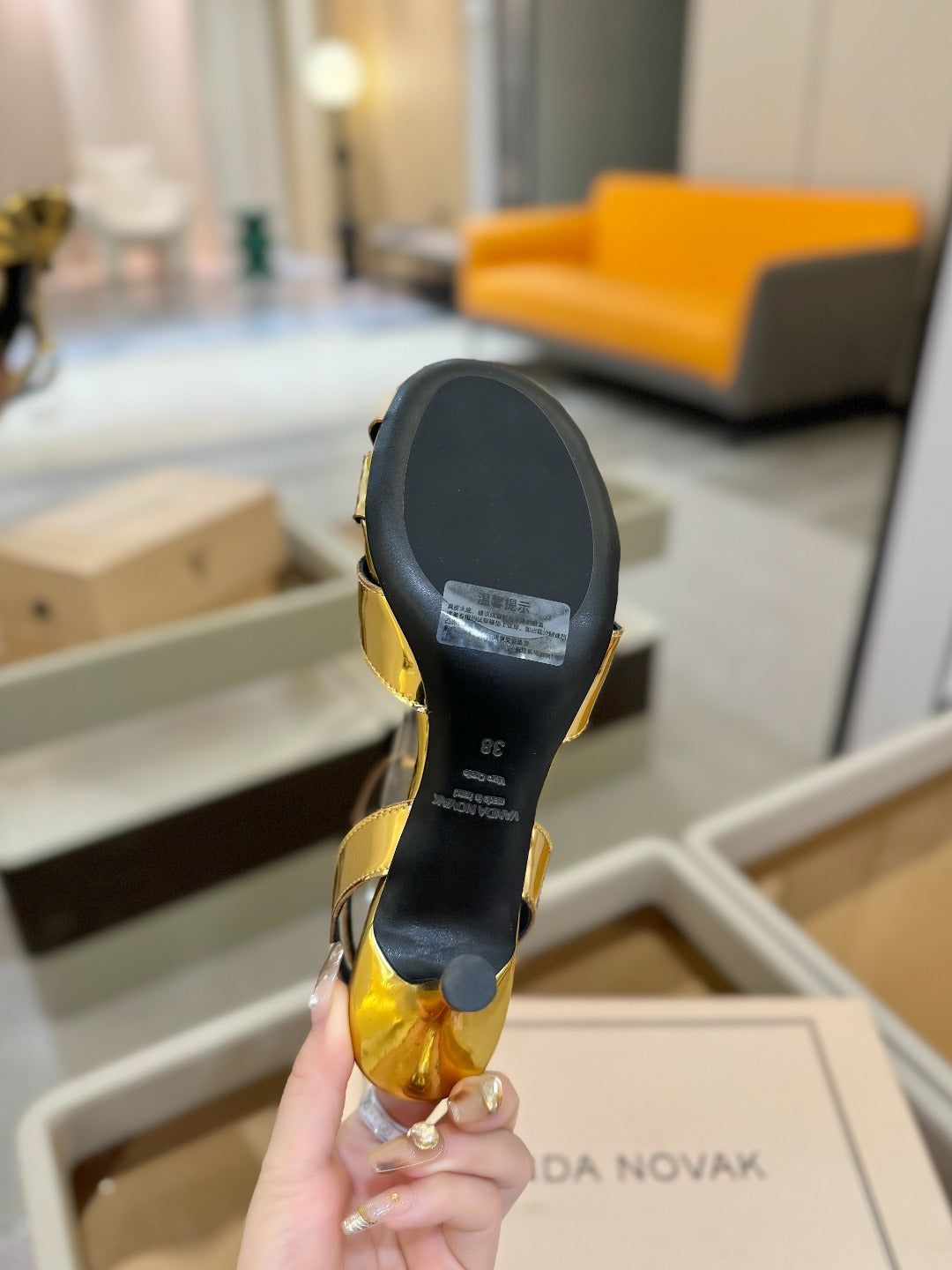 HIGH SANDALS 75 MM IN GOLD CALFSKIN