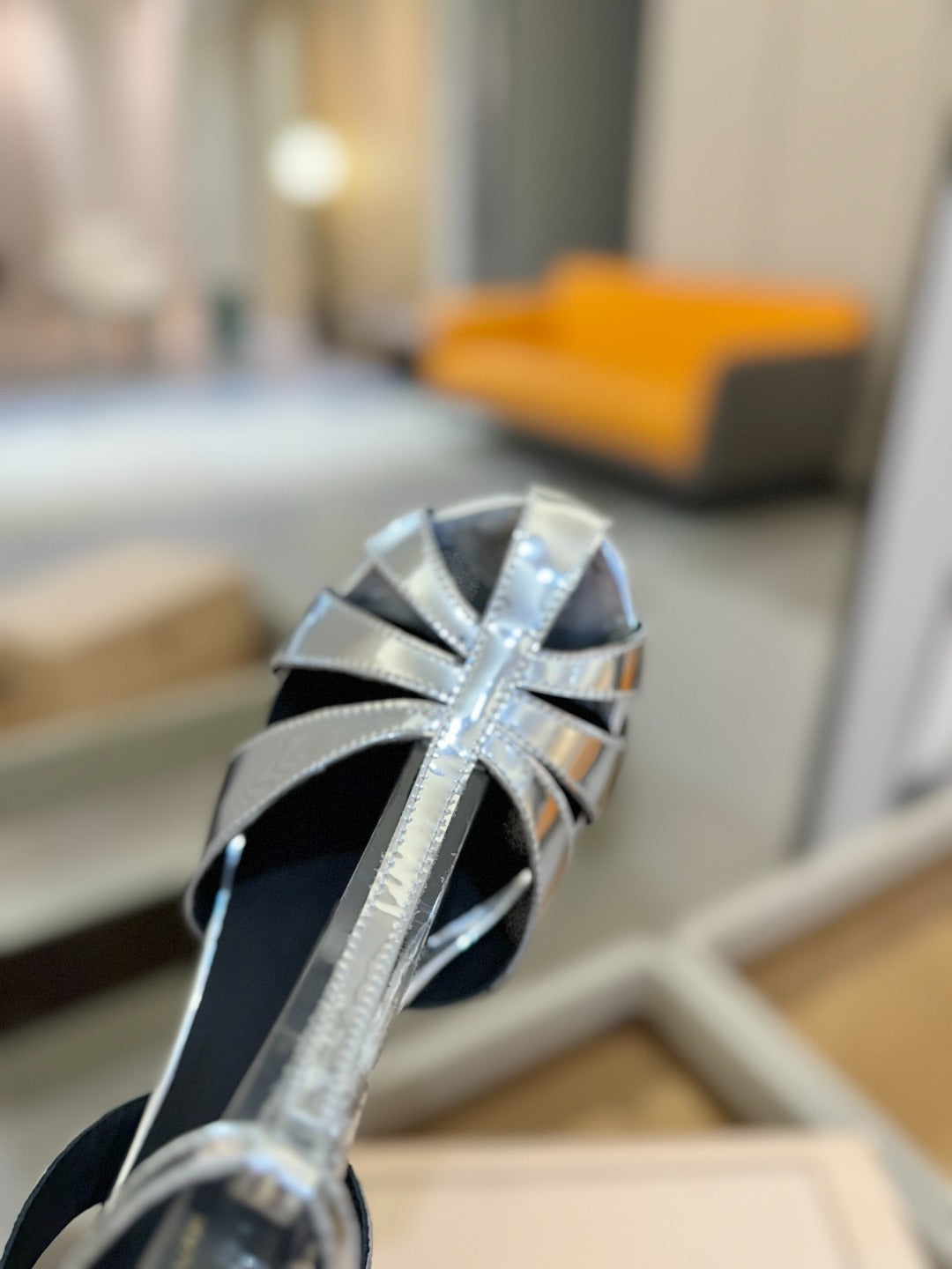 HIGH SANDALS 75 MM IN SILVER CALFSKIN