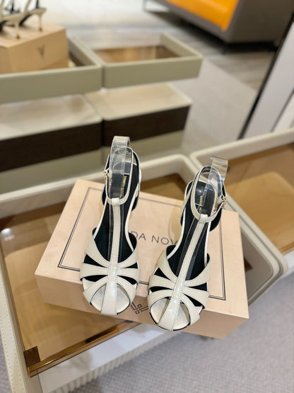 HIGH SANDALS 75 MM IN WHITE CALFSKIN