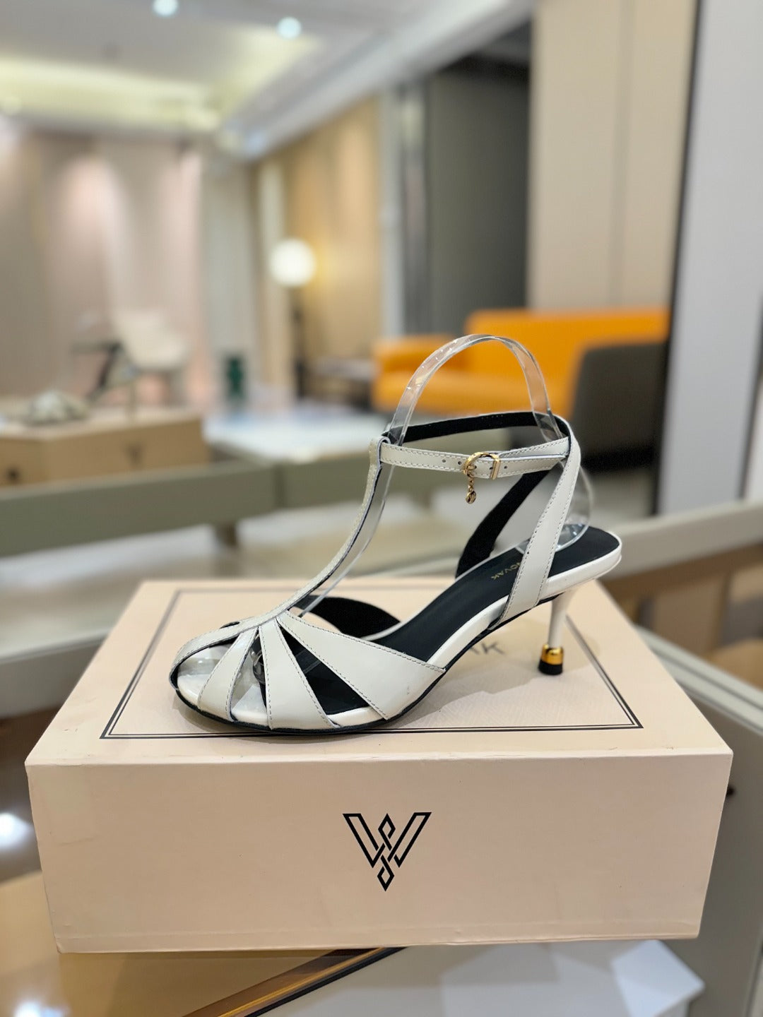 HIGH SANDALS 75 MM IN WHITE CALFSKIN