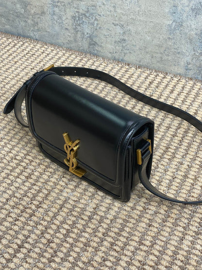 SOLFERINO SMALL SATCHEL 19 IN BLACK CALFSKIN GOLD HARDWARE