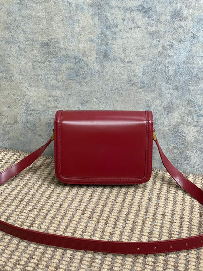 SOLFERINO SMALL SATCHEL 19 IN SCARLET RED CALFSKIN GOLD HARDWARE