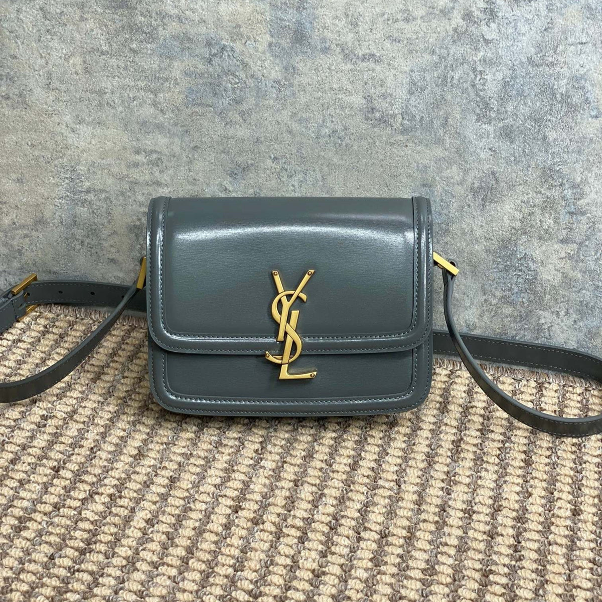SOLFERINO SMALL SATCHEL 19 IN DARK GREY CALFSKIN GOLD HARDWARE