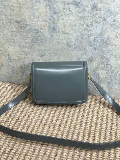 SOLFERINO SMALL SATCHEL 19 IN DARK GREY CALFSKIN GOLD HARDWARE