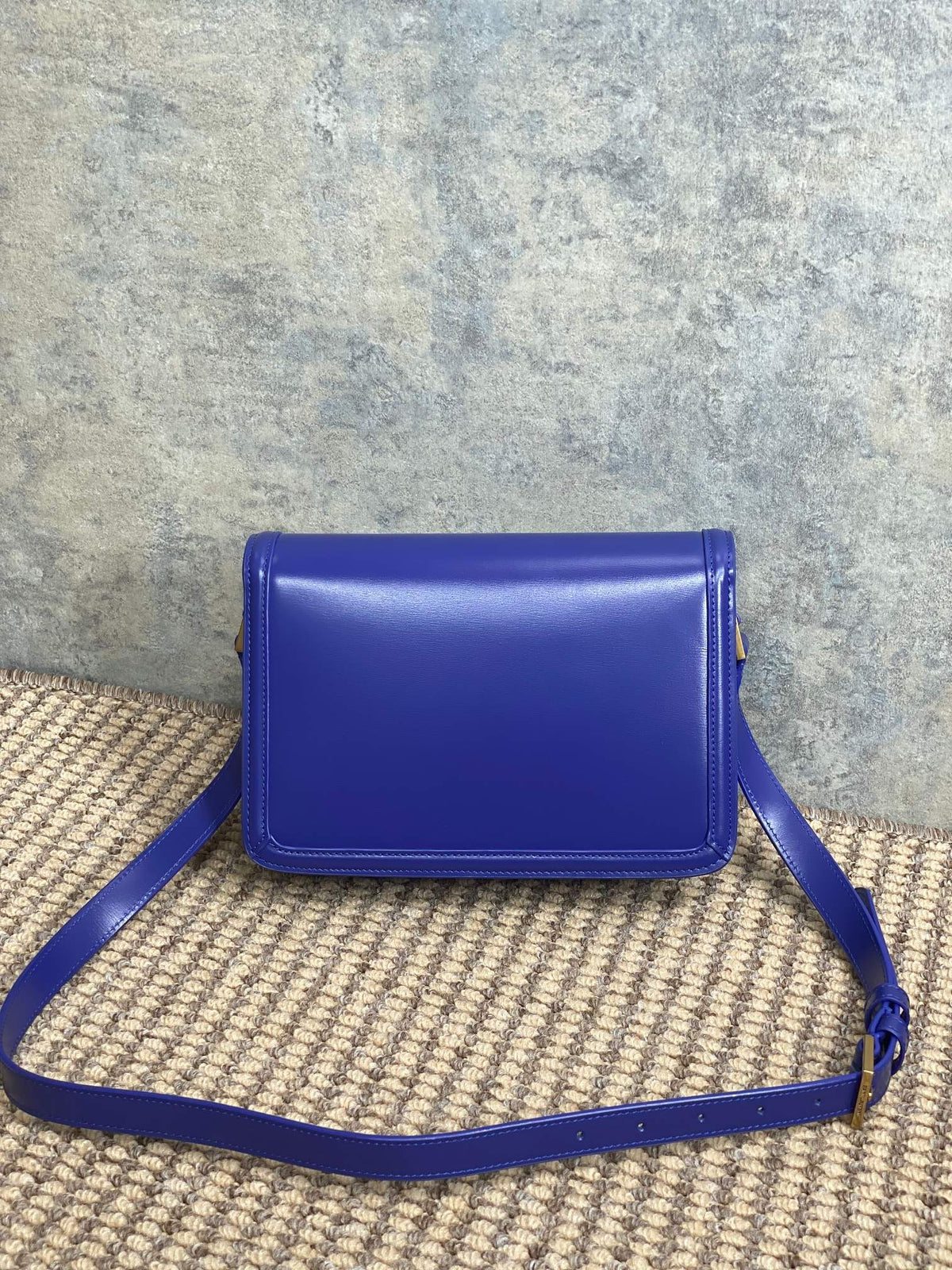 SOLFERINO SMALL SATCHEL 23 IN INDIGO BLUE CALFSKIN GOLD HARDWARE