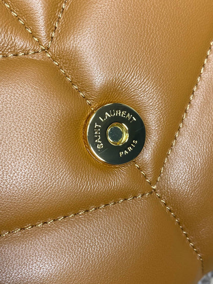PUFFER SMALL 29 IN BRONZE BROWN LAMBSKIN GOLD HARDWARE