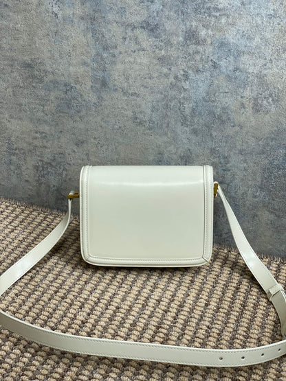 SOLFERINO SMALL SATCHEL 19 IN WHITE CALFSKIN GOLD HARDWARE